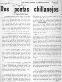 Dos poetas chillanejos  [artículo] Marino Muñoz Lagos.