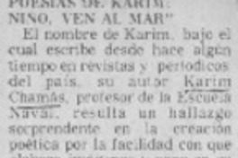 Poesías de Karim: niño, ven al mar