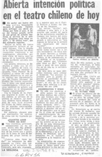 Abierta intención política en el teatro chileno de hoy.