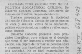 Fundamentos filosóficos de la política educacional chilena.