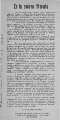 En la escena literaria  [artículo] Carlos René Correa.