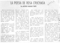 La poesía de Rosa Cruchaga
