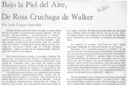 Bajo la piel del aire, de Rosa Cruchaga de Walker