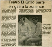 Teatro El Grillo parte en gira a la zona sur.