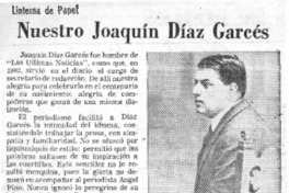 Nuestro Joaquín Díaz Garcés  [artículo] Andrés Sabella.