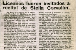 Liceanos fueron invitados a recital de Stella Corvalán.
