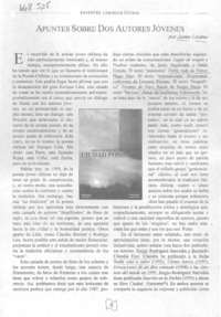 Apuntes sobre dos autores jóvenes
