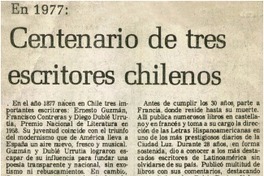 En 1977: centenario de tres escritores chilenos