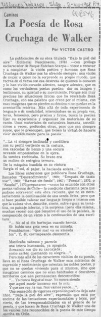La poesía de Rosa Cruchaga de Walker