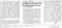La misteriosa desaparición de la marquesita de Loria