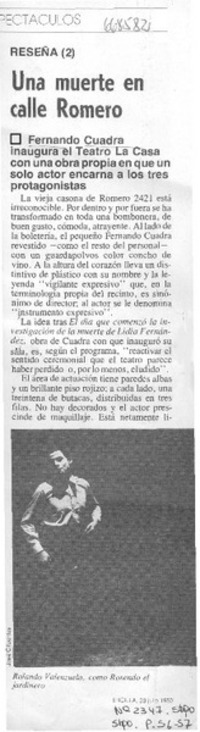 Una muerte en calle Romero