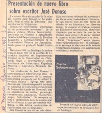Presentación de nuevo libro sobre escritor José Donoso.