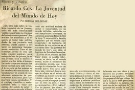Ricardo Cox: la juventud del mundo de hoy