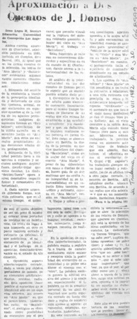 Aproximaciones a dos cuentos de J. Donoso.