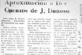 Aproximaciones a dos cuentos de J. Donoso.