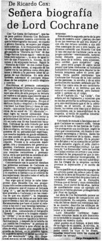 De Ricardo Cox: señera biografía de Lord Cochrane