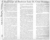 Homenaje al profesor Luis D. Cruz Ocampo.