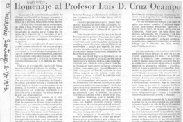 Homenaje al profesor Luis D. Cruz Ocampo.