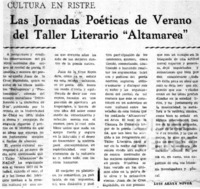 Las jornadas poéticas de verano del Taller Literario "Altamarea"