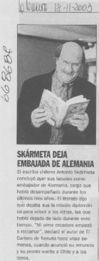 Skármeta deja Embajada de Alemania.