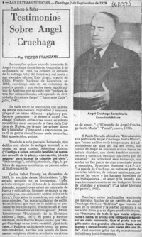 Testimonios sobre Angel Cruchaga  [artículo] Víctor Franzani.