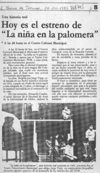 Hoy es el estreno de "La niña en la palomera".  [artículo]