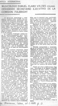 Musicólogo Samuel Claro Valdés fue designado secretario ejecutivo de la comisión Fulbright.