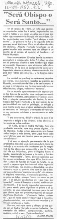 "Será obispo o será santo--"