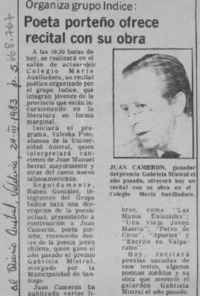 Poeta porteño ofrece recital con su obra.