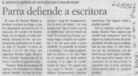 Parra defienda a escritora.