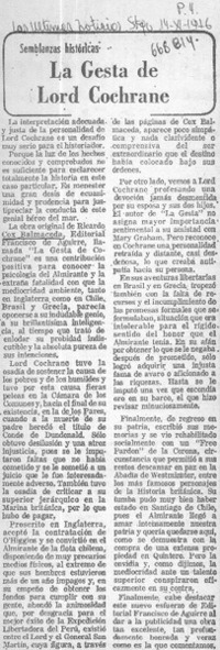 La gesta de Lord Cochrane.  [artículo]