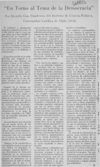En torno al tema de la democracia".  [artículo]