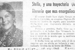 Stella, y una trayectoria literaria que nos enorgullece.  [artículo]