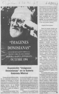 Exposición "Imágenes donosianas" en la Galería Gabriela Mistral.