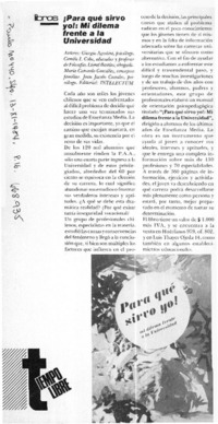 Para qué sirvo yo!: mi dilema frente a la universidad