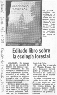 Editado libro sobre la ecología forestal.