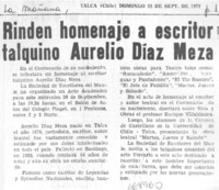 Rinden homenaje a escritor talquino Aurelio Díaz Meza.