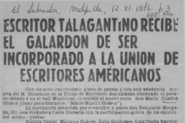 Escritor talagantino recibe el galardón de ser incorporado a la unión de escritores americanos.