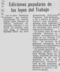 Ediciones populares de las leyes del trabajo.