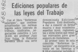 Ediciones populares de las leyes del trabajo.