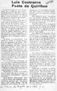Luis Contreras poeta de Quirihue.  [artículo]