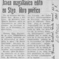 Joven magallánico editó en Stgo. libro poético.