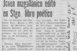 Joven magallánico editó en Stgo. libro poético.