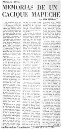 Memorias de un cacique mapuche