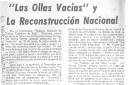 "Las Ollas vacías" y la reconstrucción nacional