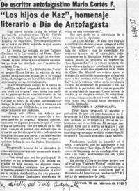 Los hijos de Kaz", homenaje literario a día de Antofagasta.  [artículo]