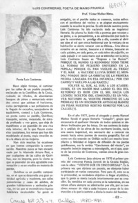 Luis Contreras, poeta de mano franca