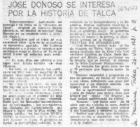José Donoso se interesa por la historia de Talca.