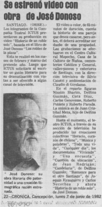Se estrenó video con obra de José Donoso.