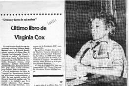 Ultimo libro de Virginia Cox.
